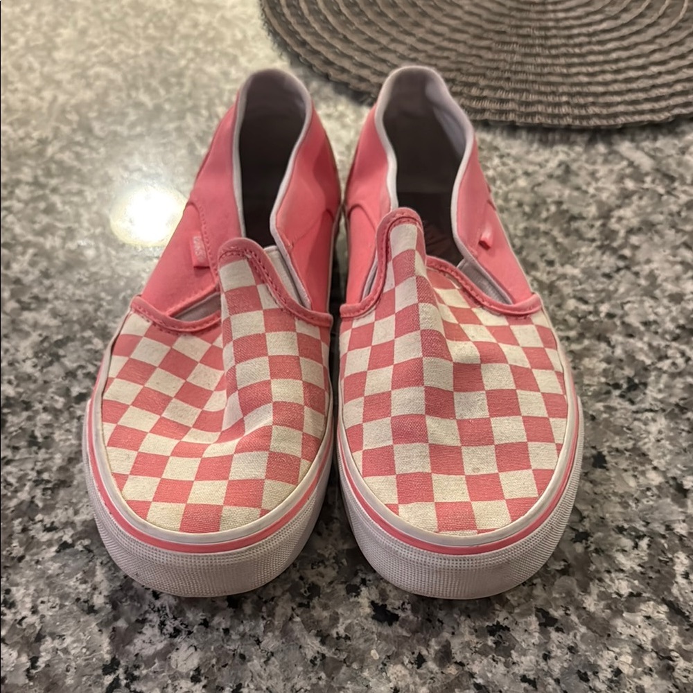 Vans Pink Checkered Slip-On Sneakers